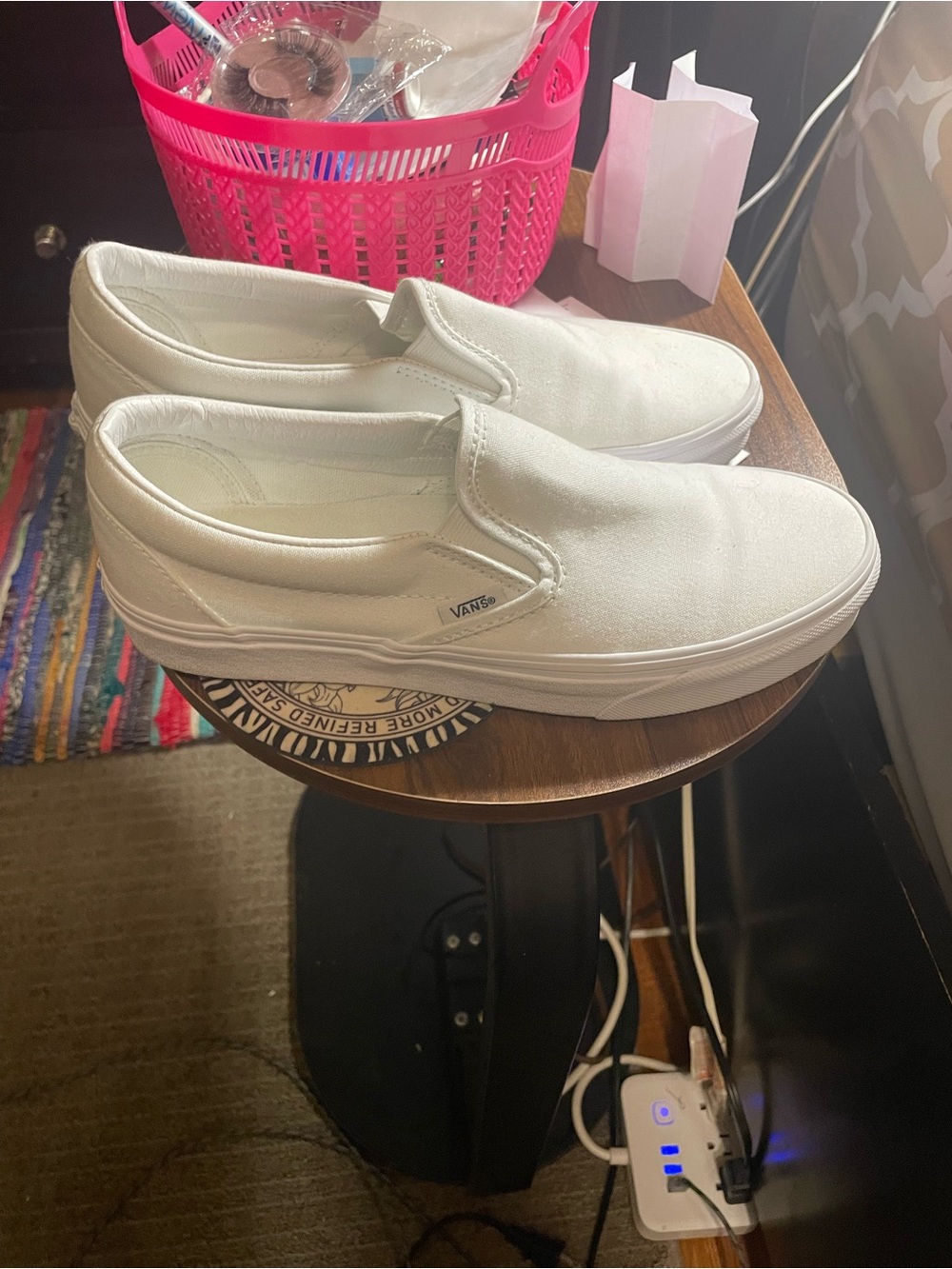 Vans White Classic Canvas Slip-On Loafers